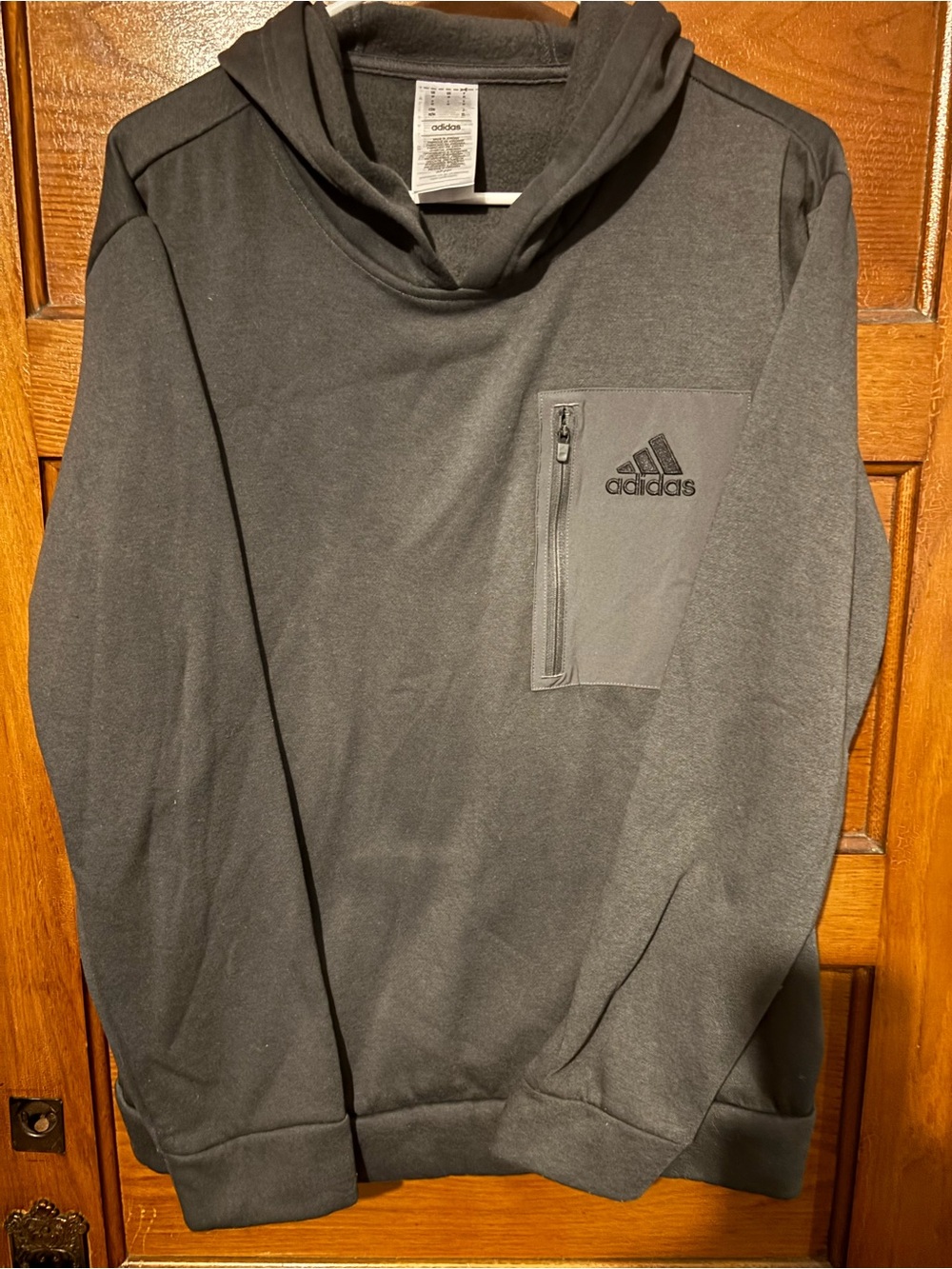 adidas Black Hooded Sweatshirt with Chest Zip Pocket